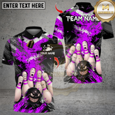 Maxcorners Bowling Angry Ball vs Screaming Pins Multicolor Customized Name, Team Name 3D Shirts