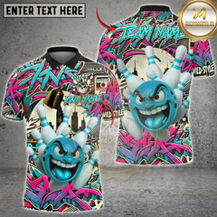 Maxcorners Bowling Urban Rage Graffiti Style Multicolor Customized Name, Team Name 3D Shirts