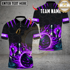 Maxcorners Flame Fire Bowling Multicolor Customized Name, Team Name 3D Shirts 9