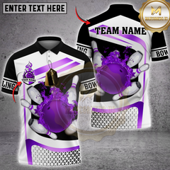 Maxcorners Bowling Golden Flaming Strike Multicolor Customized Name, Team Name 3D Shirts