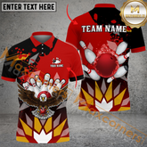 Maxcorners Eagle Paint Diamond Pattern Bowling Jersey Multicolor Option Customized Name, Team Name 3D Polo Shirt