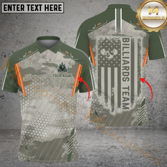 Maxcorners Billiard 8-Ball Pool Fire Camo Multicolor Personalized Name, Team Name 3D Shirt