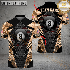 Maxcorners Billiard 8-Ball Pool Camo Multicolor Option Customized Name, Team Name 3D Polo Shirt