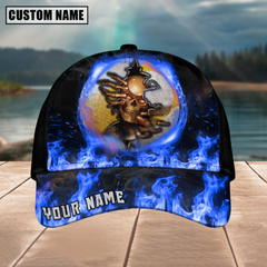 Maxcorners Billiard Ball 9 Fire Skull Crack Personalized Name 3D Cap (4 Colors)