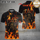 Maxcorners Bowling Flame Reaper And Fire Skull Multicolor Customized Name, Team Name 3D Shirts