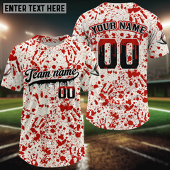 Maxcorners Custom Red Blood Halloween Baseball Shirt For Men Creepy Baseball Tournament Jerseys LM1109