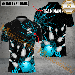 Maxcorners Ball And Pins Break Glass Pattern Bowling Jersey Multicolor Options Personalized Name, Team Name 3D Shirt