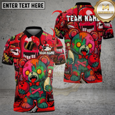Maxcorners Zombie Teddy Bowling Multicolor Customized Name, Team Name 3D Shirts
