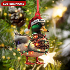 Maxcorners Personalized Duck Acrylic Christmas Ornament Funny Custom Hunting Tree Decoration For Hunters LM0110