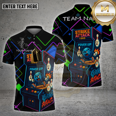 Maxcorners Retro Arcade Bowling Strike Attack 1989 Personalized Name, Team Name 3D Shirt