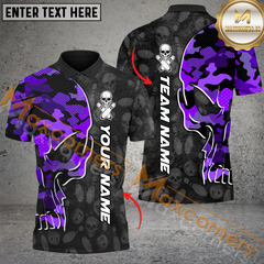 Maxcorners Skull Camo Bowling Jersey Multicolor Options Personalized Name, Team Name 3D Shirt