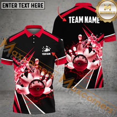 Maxcorners Ball And Pins Layer Bowling Jersey Multicolor Option Customized Name, Team Name 3D Polo Shirt