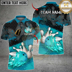 Maxcorners Bowling Splash Multicolor Customized Name, Team Name 3D Shirts