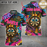 Maxcorners Darts Crown Graffiti Champion Multicolor Customized Name, Team Name 3D Polo Shirt