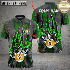 Maxcorners Billiard Monster Claw Scratch Personalized Name, Team Name 3D Shirt (4 Colors)