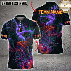 Maxcorners Bowling Eagle Neon Style Multicolor Customized Name, Team Name 3D Shirts