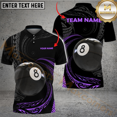 Maxcorners Billiard Pool 8 Ball Tribal Fusion Personalized Name Men And Women 3D Polo Shirt Custom Billiard Team Jersey (4 Colors)