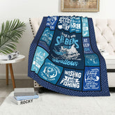 Maxcorners Bass Fishing Blue Vintage Blanket