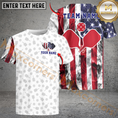 Maxcorners 3D American Flag Pickleball Personalized Name, Team Name Unisex Shirt