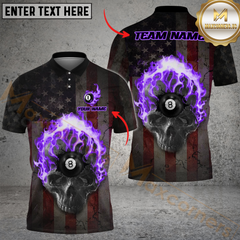 Maxcorners Billiard 8-Ball Pool Hell Skull Fire Multicolor Personalized Name, Team Name 3D Shirt