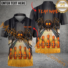Maxcorners Unique Spider Design Bowling Jersey Customized Name, Team Name 3D Polo Shirt