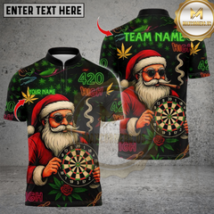 Maxcorners Darts 420 Smoking Santa Claus With Dartboard Multicolor Customized Name, Team Name 3D Shirts