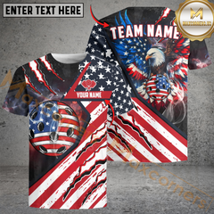 Maxcorners US Flag Eagle Pickleball Personalized Name, Team Name Unisex Shirt