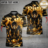 Maxcorners Bowling Lion King Gold Style Multicolor Customized Name, Team Name 3D Shirts