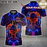 Maxcorners Bowling Neon Flame Multicolor Customized Name, Team Name 3D Shirts