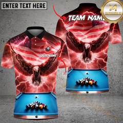 Maxcorners Billiard 8-Ball Pool American Eagle Thunder Multicolor Personalized Name, Team Name 3D Shirt