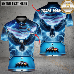 Maxcorners Billiard 8-Ball Pool American Eagle Thunder Multicolor Personalized Name, Team Name 3D Shirt