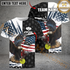 Maxcorners Pickleball American Flag Eagle Men Shirt Patriotic Customized Name, Team Name Unisex Shirt