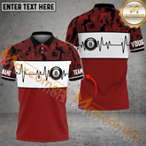 Maxcorners Billiard Ball 8 Heartbeat Camo Pattern Multicolor Options Personalized Name, Team Name 3D Polo Shirt (4 Colors)