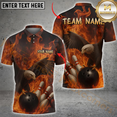 Maxcorners Bowling Flaming Eagle Multicolor Customized Name, Team Name 3D Shirts
