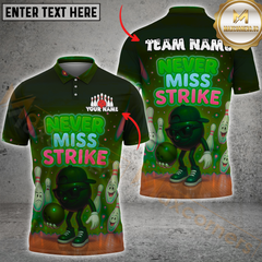 Maxcorners Bowling Funny Ball Never Miss Strike Multicolor Customized Name, Team Name 3D Shirts