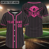 Maxcorners Men's Classic Baseball Jersey Personalized Pink Pinstripe Shirt, Custom Name Number Logo LM2608