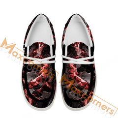 Maxcorners Billiards Ball 8 Red Dark Materical White Personalized Name Canvas Loafer Shoes