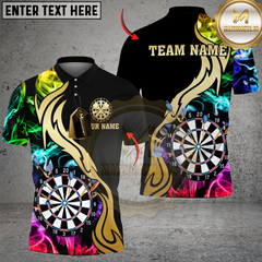Maxcorners Darts Multicolor Golden Smoke Pattern Customized Name 3D Shirt | Black