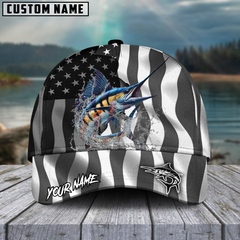 Maxcorners Fishing Black American Flag Sport Personalized 3D Cap (11 Options)