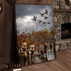 Maxcorners Waterfowl Hunting Dogs Under Dramatic Sky Personalized Name Canvas