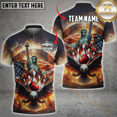 Maxcorners Liberty Strike USA Bowling Jersey Personalized Name 3D Unisex Shirt