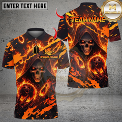 Maxcorners Bowling Flaming Reaper Multicolor Customized Name, Team Name 3D Shirts 8