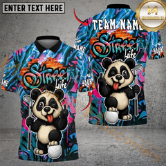 Maxcorners Street Swing Panda Golf Polo Shirt, Customized Name & Team Name 3D Shirts (4 Colors)