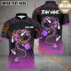Maxcorners Dragon Bowling Jersey Multicolor Option Customized Name, Team Name 3D Polo Shirt