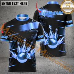 Maxcorners Golden Bowling Jersey Multicolor Option Customized Name, Team Name 3D Polo Shirt