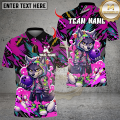 Maxcorners Bowling Graffiti Streetwear Wolf Bowling Multicolor Customized Name, Team Name 3D Shirts