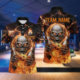 Maxcorners Skull Bowling Shirt Custom Thunder Flaming Bowling Jersey for Men Women Team LM184