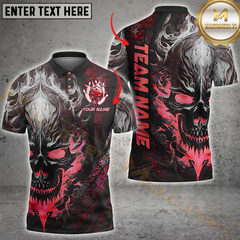 Maxcorners Skull Flame Bowling Jersey Multicolor Customized Name, Team Name 3D Shirts