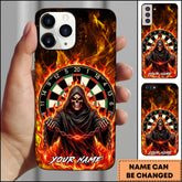 Maxcorners Darts Fire Grim Reaper Skull Chain Dartboard Personalized Name Phone Case