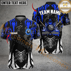 Maxcorners Billiards 8-Ball Fire Spike Multicolor Customized Name, Team Name 3D Shirt